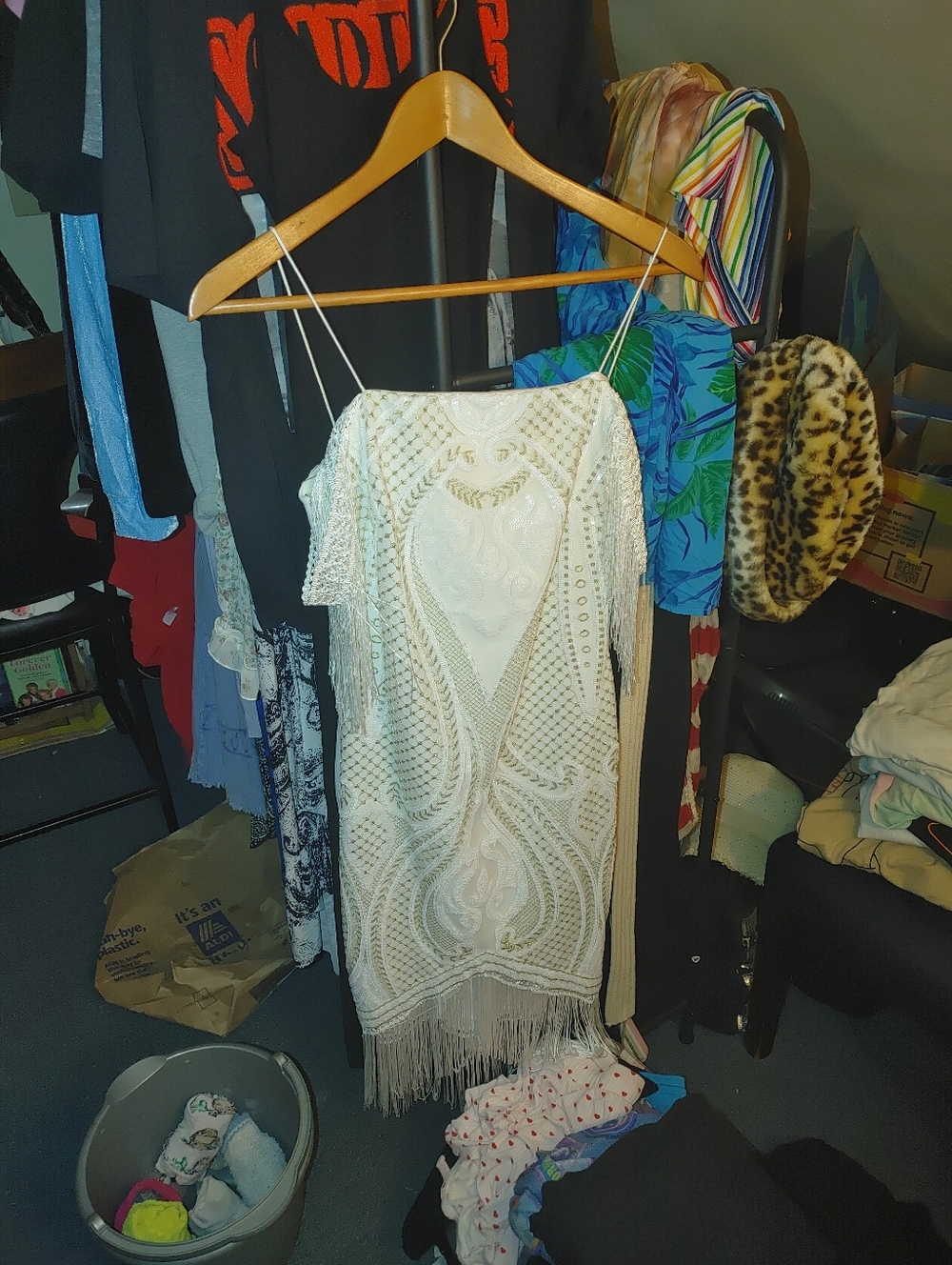 Ivory Beaded Fringe Dress